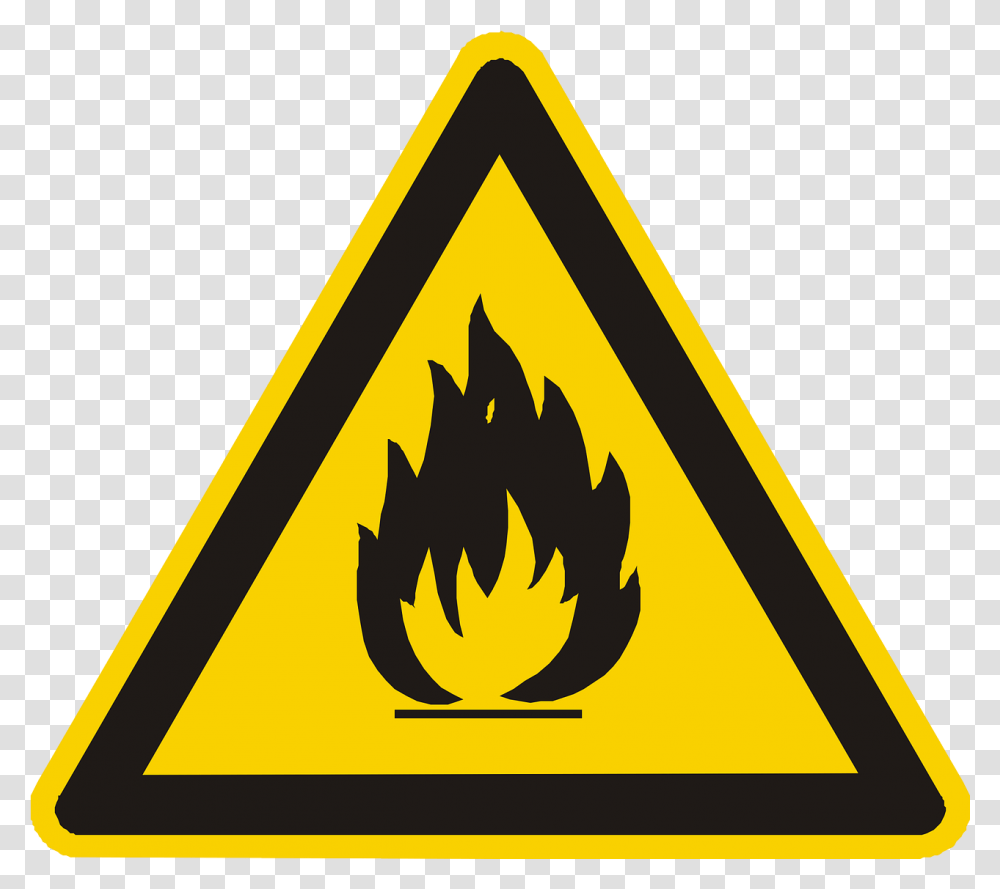 Download Fire Icon Images Warnung Vor Feuergefhrlichen Stoffen, Symbol, Triangle, Sign, Road Sign Transparent Png