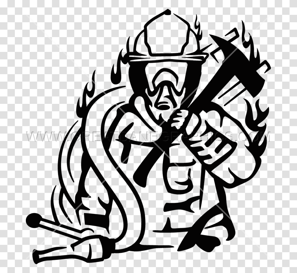Download Fireman Graphic Black And White Clipart Firefighter Clip, Arrow, Emblem, Weapon Transparent Png