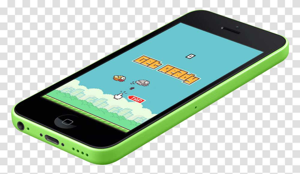 Download Flappy Bird Splash Yellow Iphone Mockup Image Iphone Perspective, Electronics, Mobile Phone, Cell Phone, Text Transparent Png