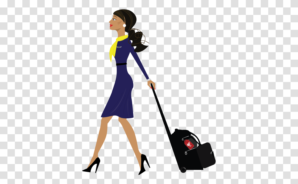 Download Flight Attendant Pic Flight Attendant Clipart, Person, Human, Luggage Transparent Png