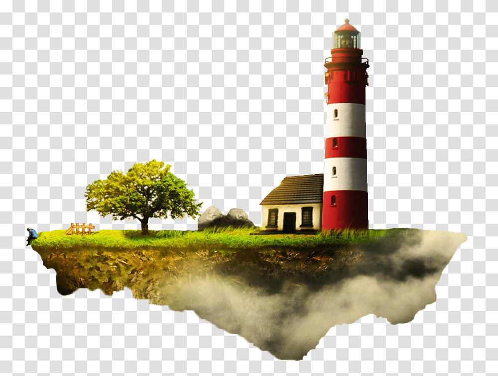 Download Floating Island 04 Photo Light House, Architecture, Building, Tower, Lighthouse Transparent Png