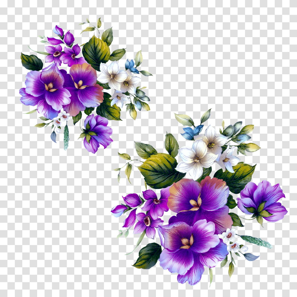 Download Floral Design Flower Purple Flower Pattern Flower Design Background, Plant, Blossom, Collage, Poster Transparent Png