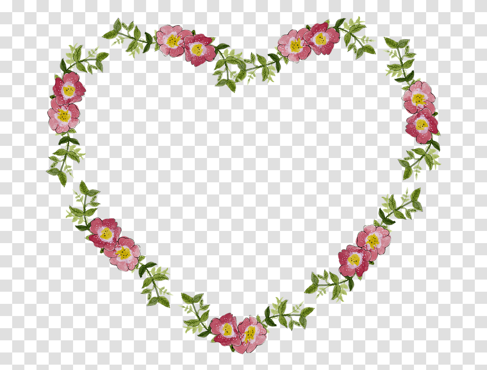 Download Floral Frame Pic Free Images Heart And Flower, Floral Design, Pattern, Graphics, Wreath Transparent Png