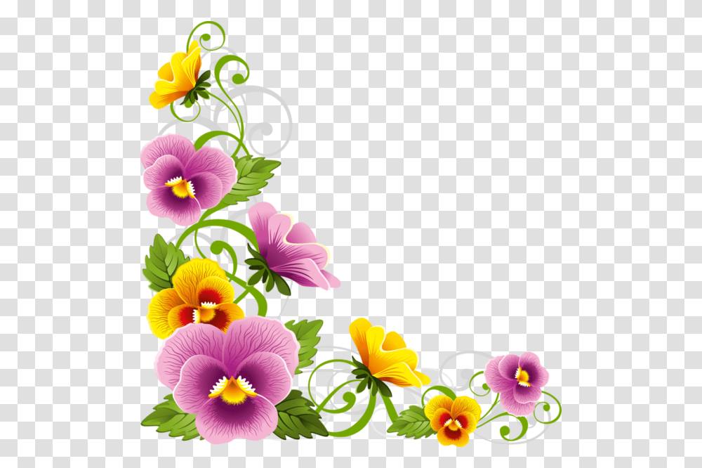 Download Flower Corner Border Clipart Borders And Frames Clip, Floral Design, Pattern, Plant Transparent Png