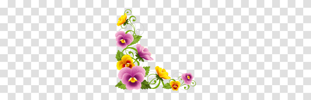 Download Flower Corner Border Clipart Borders And Frames Clip, Plant, Blossom, Floral Design Transparent Png