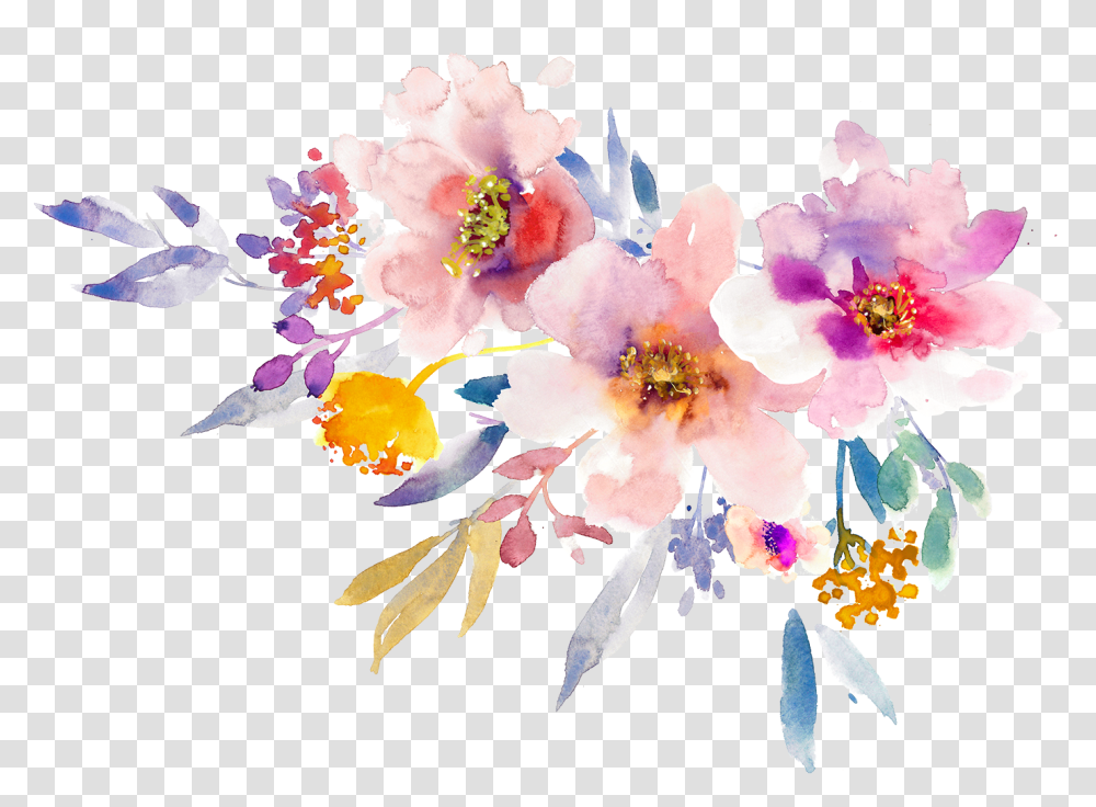Download Flower Creative Gouache Design Floral Flowers Spring Watercolor Flowers, Graphics, Art, Floral Design, Pattern Transparent Png