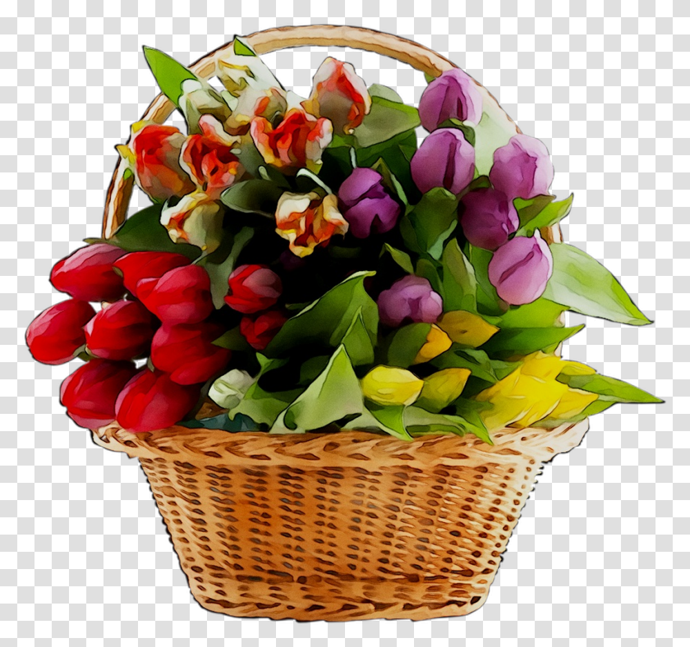 Download Flower Gift Tulip Bouquet Baskets Food Design 8, Plant, Flower Bouquet, Flower Arrangement, Blossom Transparent Png