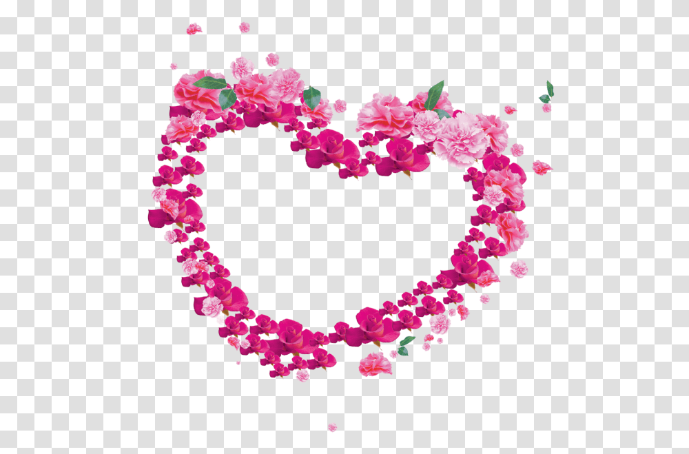 Download Flower Heart Frame And For Pink Flower Heart, Petal, Plant, Blossom Transparent Png