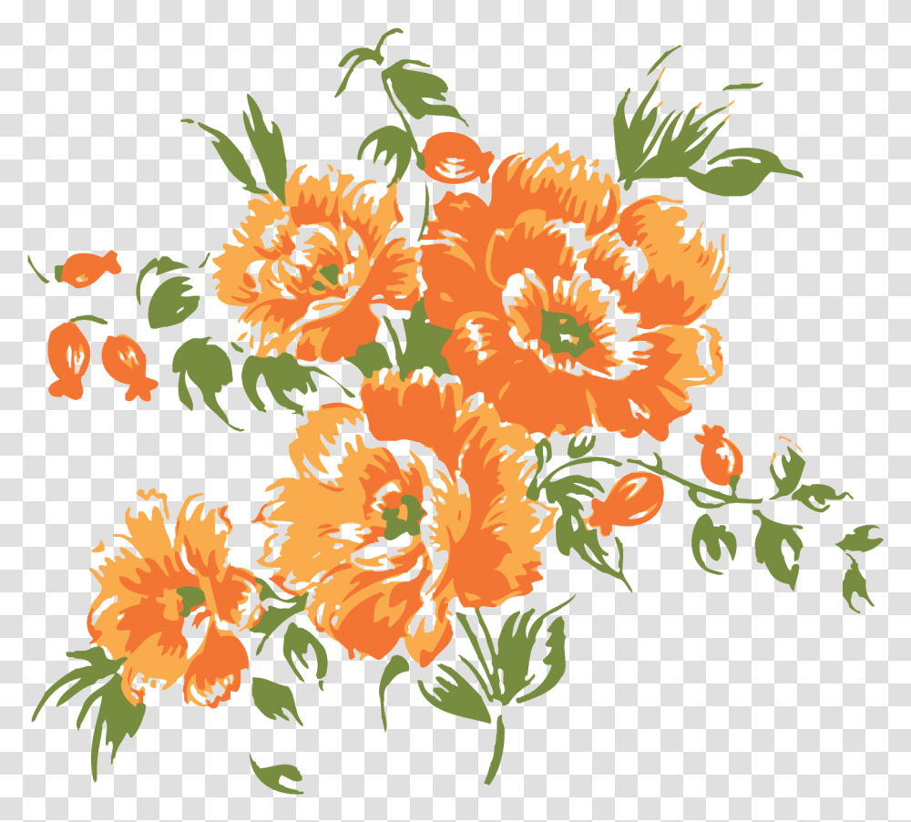 Download Flower Orange Blossom Clip Art Orange Flowers Background, Graphics, Floral Design, Pattern, Plant Transparent Png