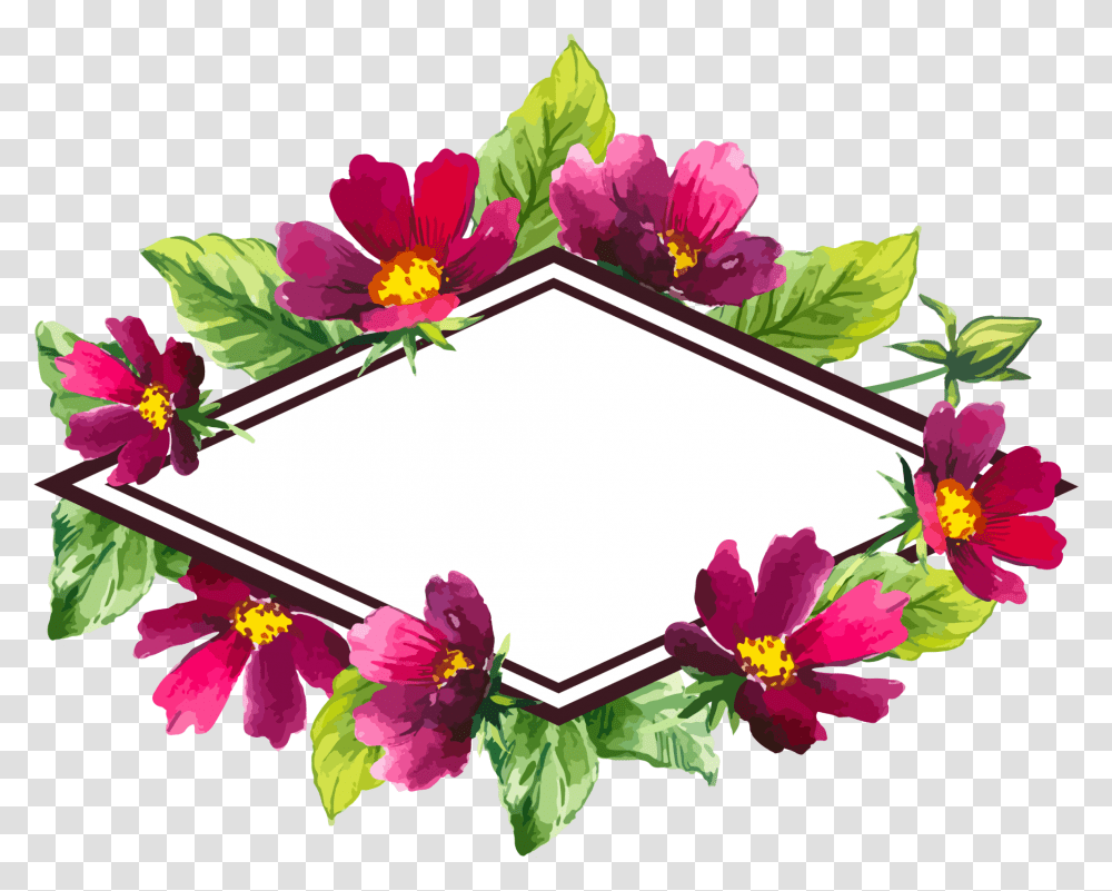 Download Flower Purple Frame Illustration Design Floral Hq Floral Design, Plant, Blossom, Graphics, Art Transparent Png