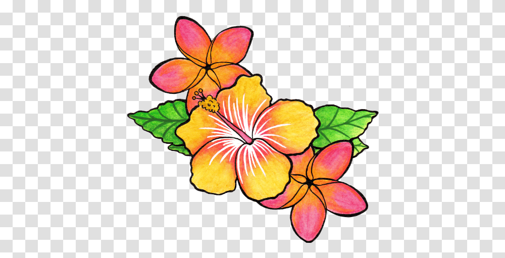 Download Flower Tattoo Clipart Orange Hibiscus Flower Tattoos, Plant, Blossom, Graphics, Floral Design Transparent Png