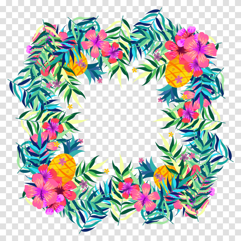 Download Flower Tropics Fruit Clip Art Tropical Flowers Free Tropical Backgrounds, Graphics, Wreath, Pattern, Light Transparent Png