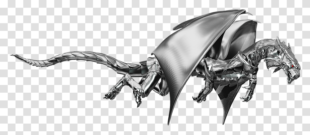 Download Flying Dragon Free Steelwings Wings Of Fire, Statue, Sculpture, Art, Silver Transparent Png