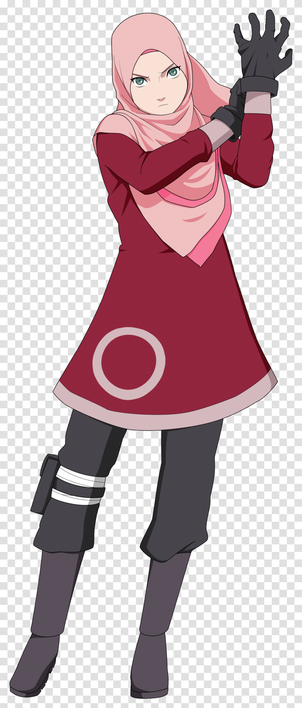 Download For Any Of My Muslim Friends Who Like Naruto Sakura Haruno Hijab, Clothing, Apparel, Person, Dress Transparent Png