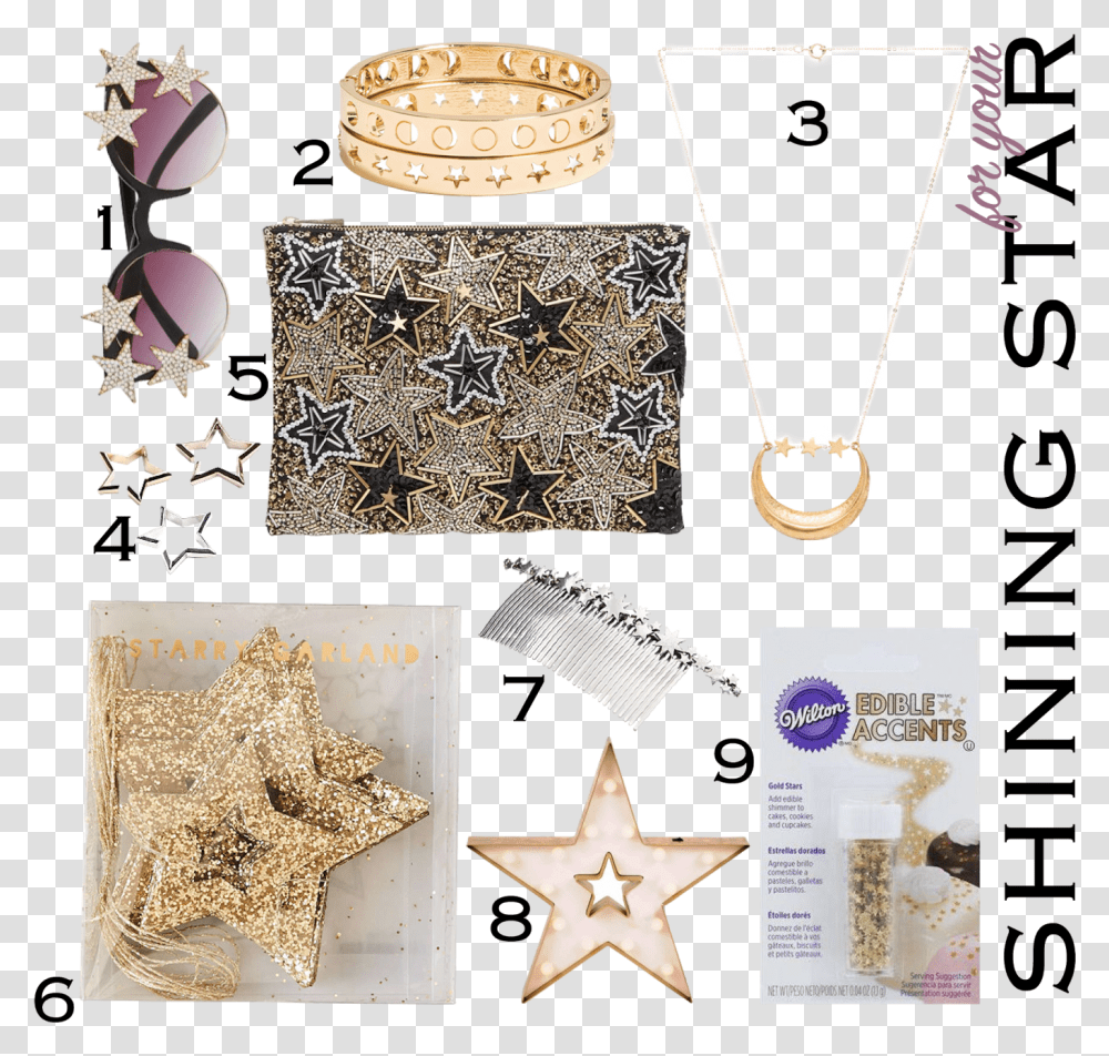 Download For Your Shining Star Edible Glitter 04oz Gold Necklace, Jewelry, Accessories, Accessory, Star Symbol Transparent Png