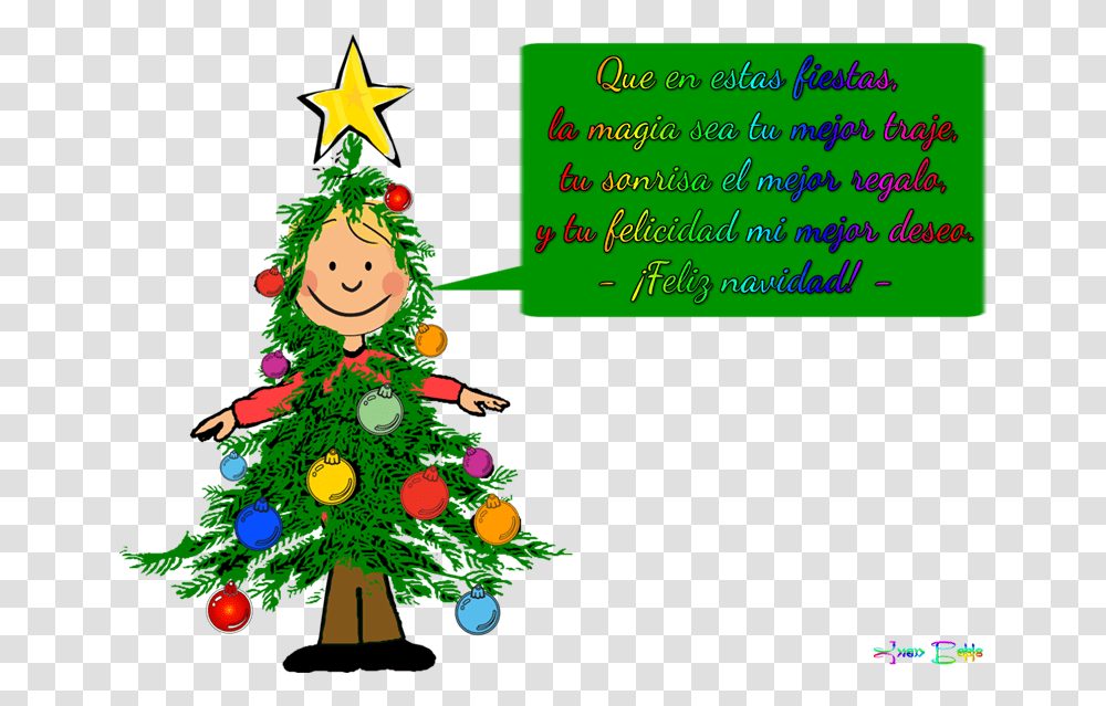 Download Frase Fondo Transparente Clip Art Christmas Party Kids Christmas Tree Clipart, Plant, Ornament, Star Symbol Transparent Png