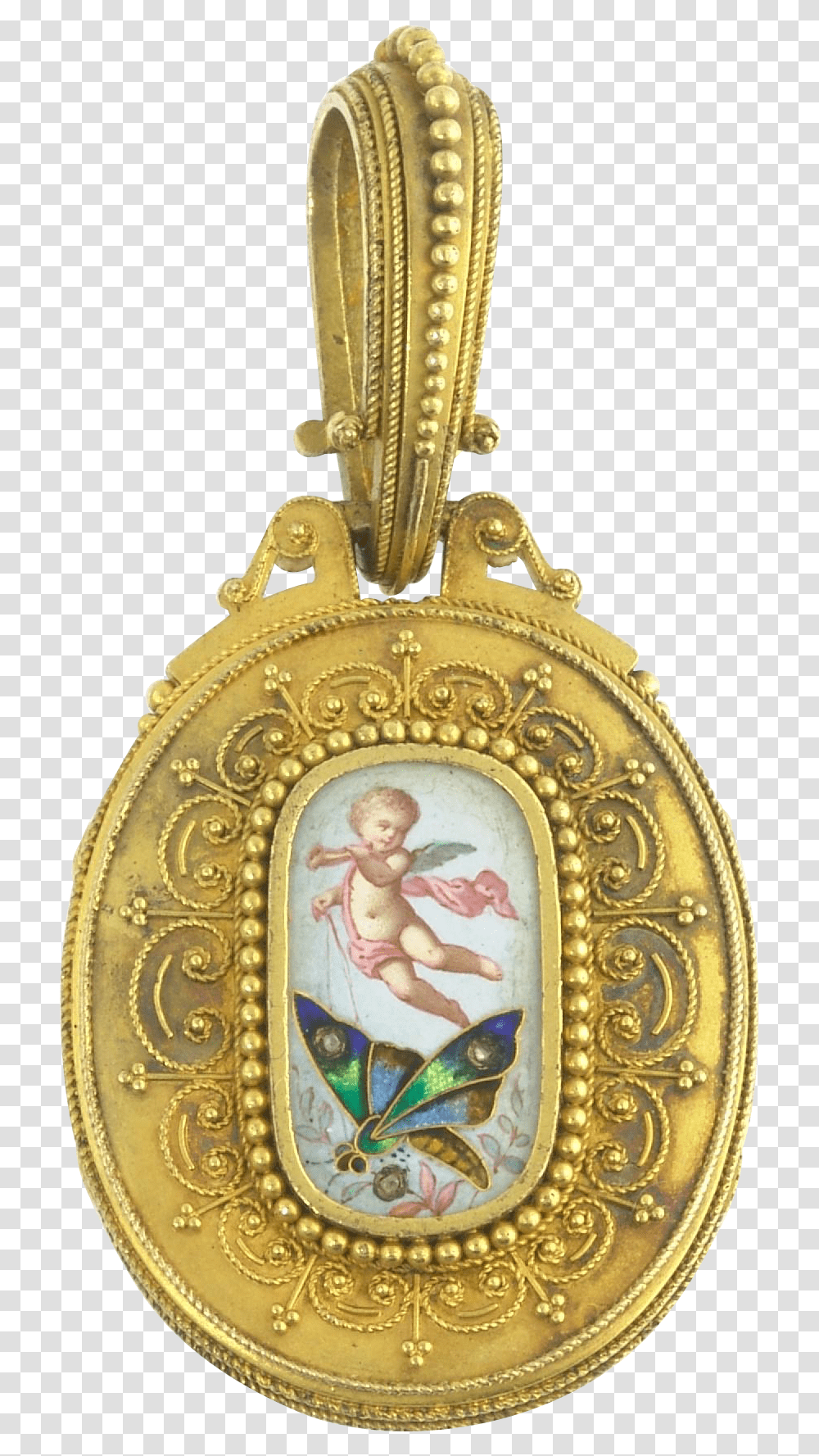Download Free Antique Victorian Enamel Cherub Angel Victorian Gold Enamel Cherub Pendant, Person, Human, Locket, Jewelry Transparent Png