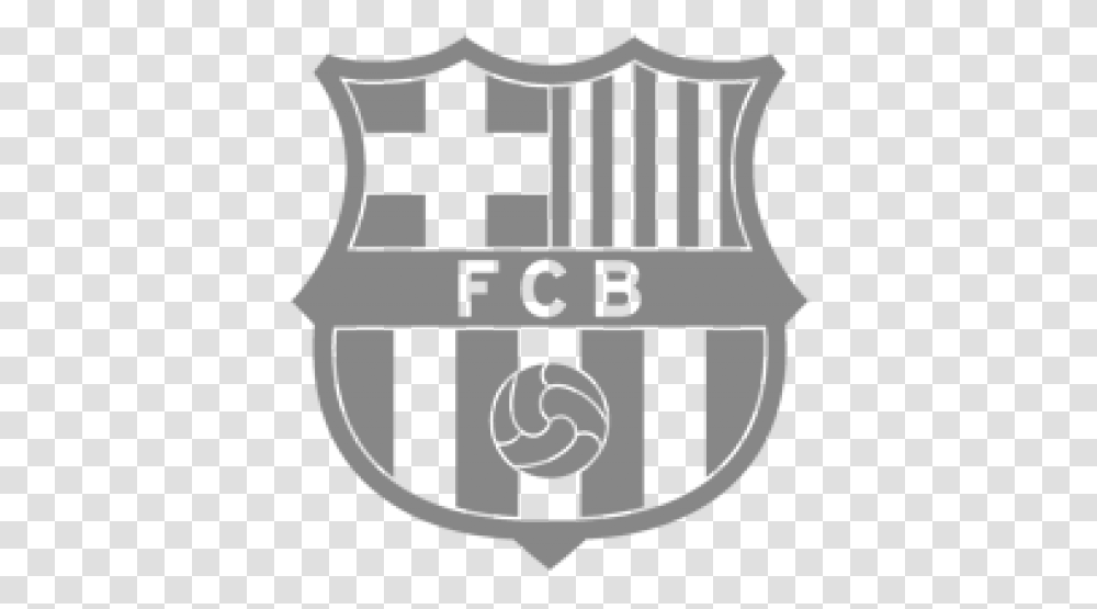 Download Free Barcelona Fc Barcelona White Logo, Armor, Text, Symbol, Trademark Transparent Png