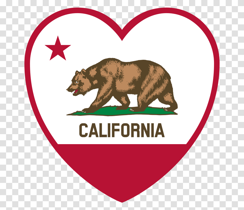 Download Free California Flag Heart New California Republic Flag, Mammal, Animal, Wildlife, Bear Transparent Png