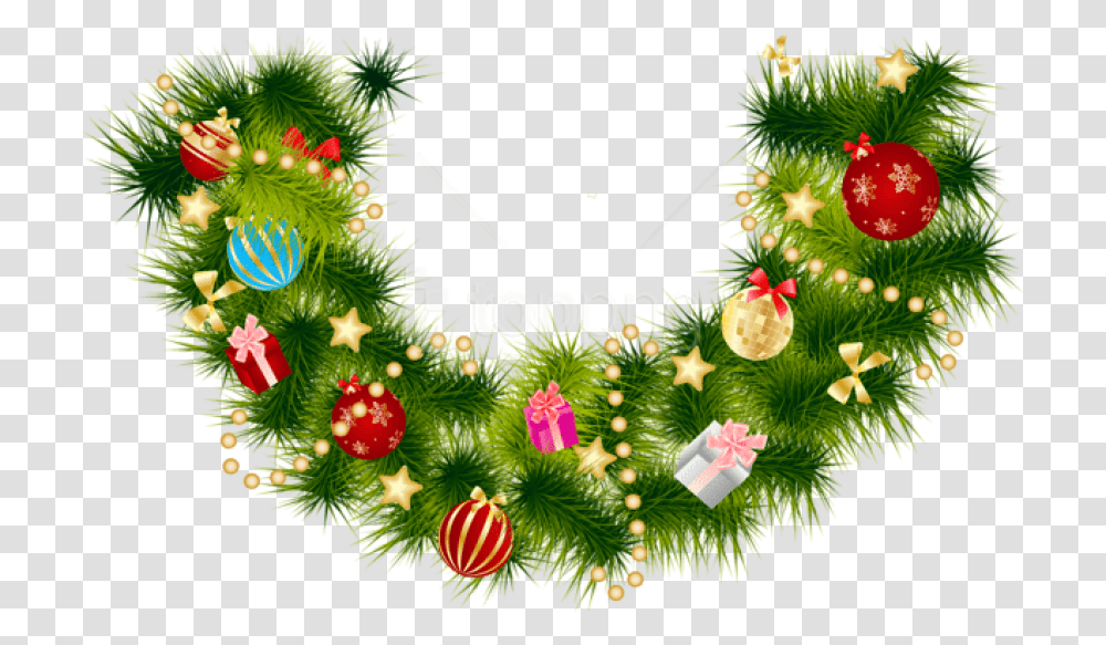 Download Free Christmas Pine Branch Garland With Christmas Garland Vector, Tree, Plant, Bush, Vegetation Transparent Png