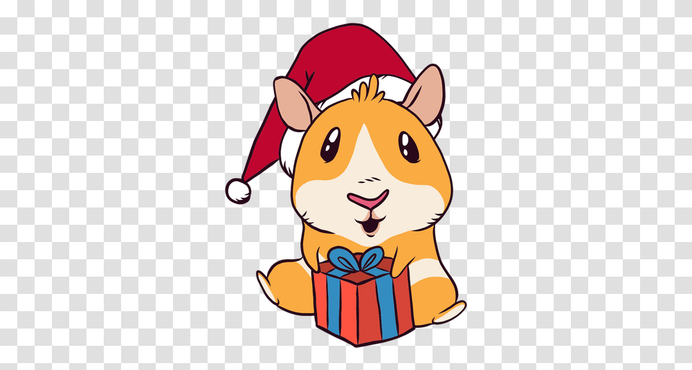 Download Free Christmas Present Guinea Pig Cartoon Christmas Guinea Pig Clipart, Mammal, Animal, Gift, Rodent Transparent Png