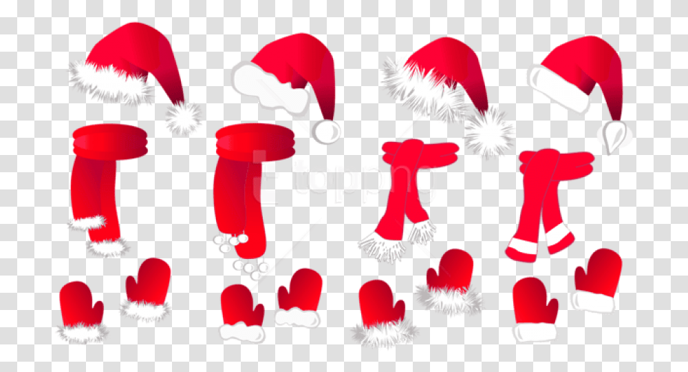 Download Free Christmas Santa Hat And Scarfs Santa Claus, Plant, Graphics, Art, Tree Transparent Png