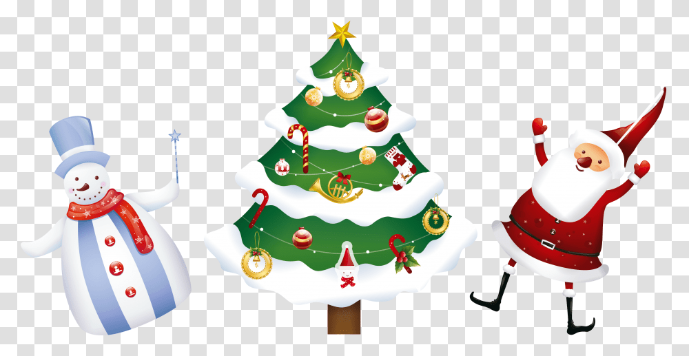 Download Free Christmas Santa Tree And Merry Christmas Banner Design, Plant, Ornament, Christmas Tree, Wedding Cake Transparent Png