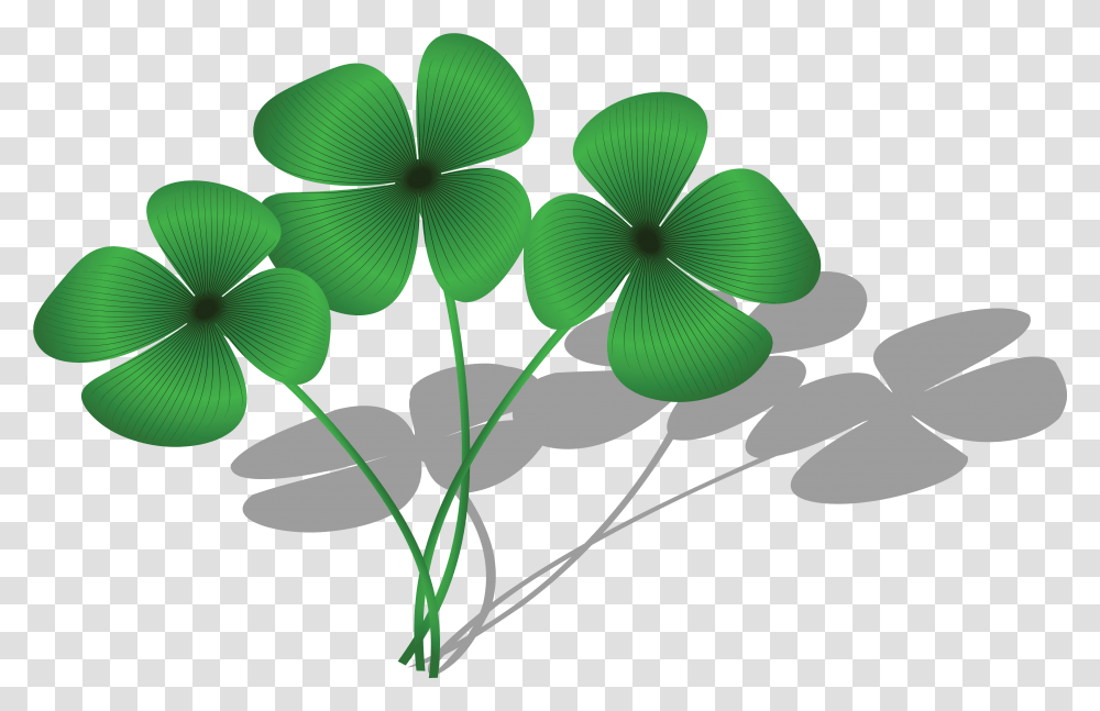 Download Free Clipart Of A Trio Four Leaf Clovers And Trfle 4 Feuilles Dessin, Green, Geranium, Flower, Plant Transparent Png