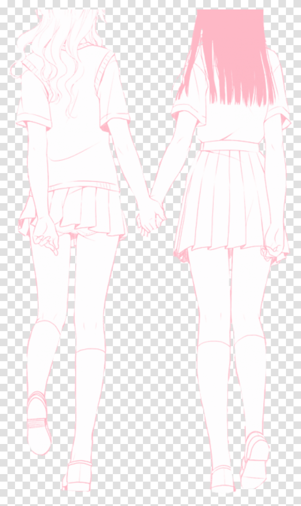 Download Free Cute Yuri Anime Girl Sticker Girl, Hand, Holding Hands, Person, Human Transparent Png