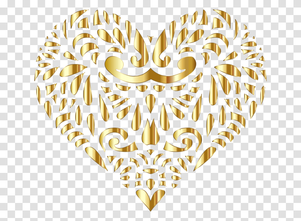 Download Free Decorated Gold Heart Dlpngcom Illustration, Chandelier, Lamp, Light Fixture, Paper Transparent Png