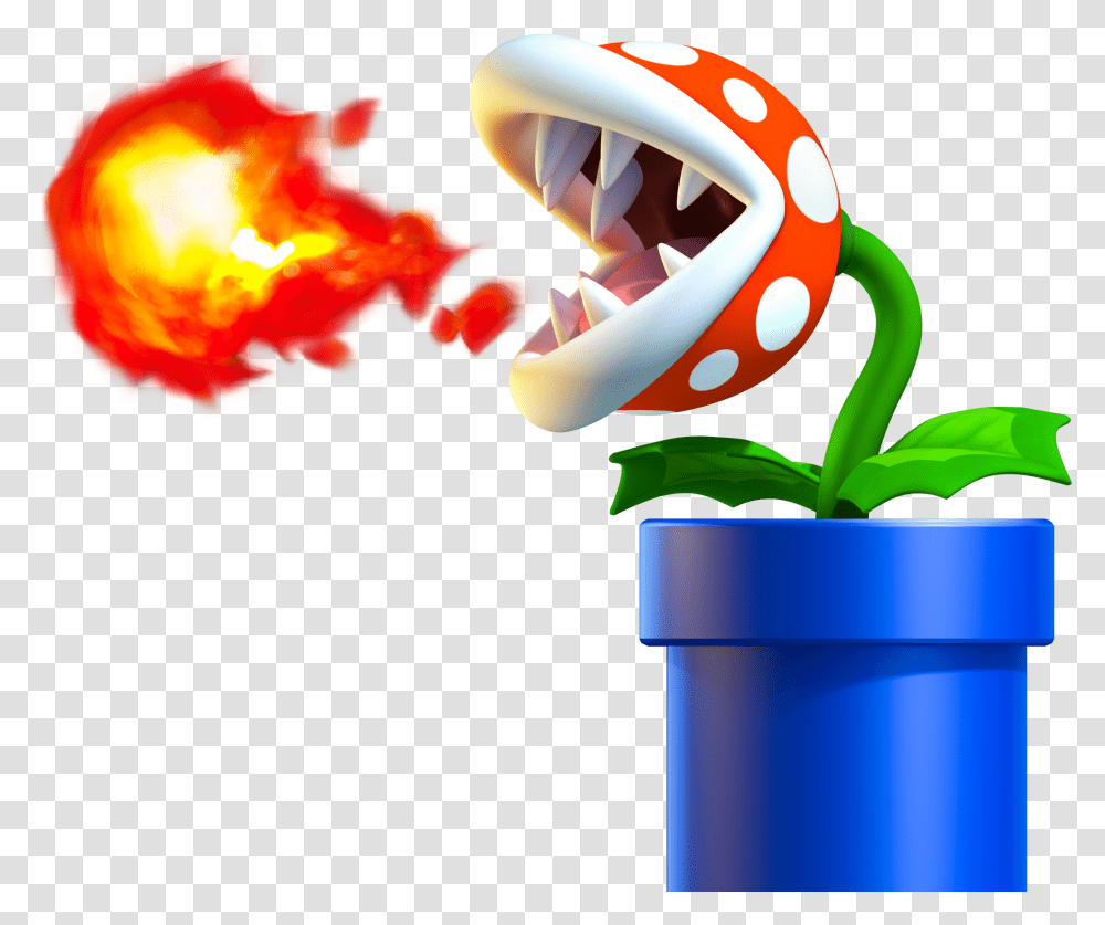 Download Free Enemy Art From New Super Mario Bros U Mario Fire Piranha Plant, Flower, Blossom, Flame, Graphics Transparent Png