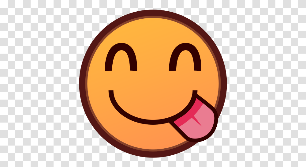 Download Free Face Savouring Delicious Food Emoji For Delicious Food Emoji, Text, Label, Symbol, Graphics Transparent Png