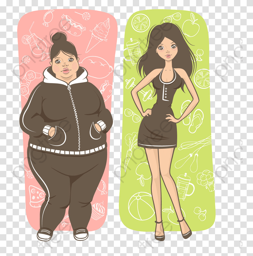 Download Free Fat Or Thin Women Fat And Slim Girls, Clothing, Person, Female, People Transparent Png