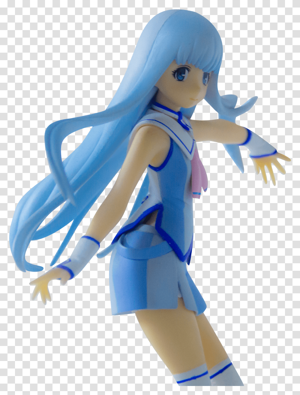 Download Free Female Anime Blue Dress Blue Hair Girl Anime Figurine, Doll, Toy, Barbie Transparent Png