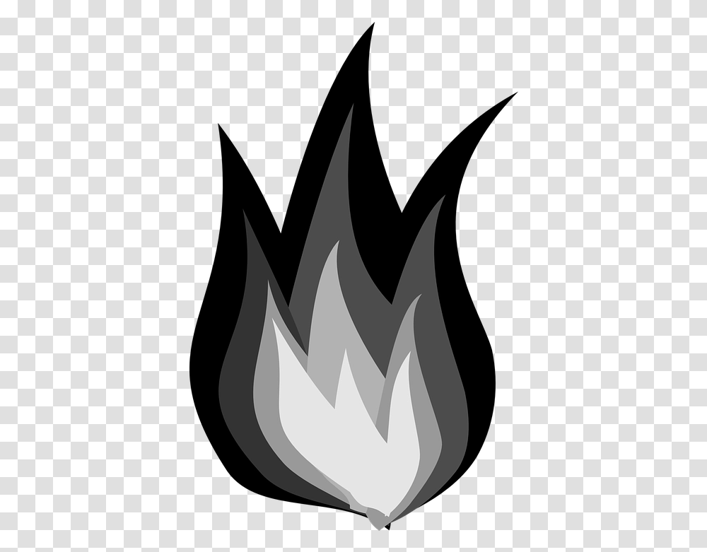 Download Free Fire Flames Burn Vector Graphic Heat Clipart Black And White, Plant, Stencil, Flower, Blossom Transparent Png