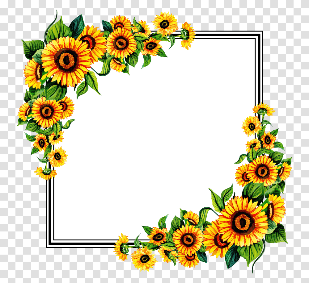 Download Free Floral Frame Background Sunflower Border, Graphics, Art, Floral Design, Pattern Transparent Png