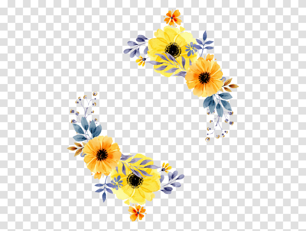 Download Free Flowers Border Hd Yellow Flower Border, Graphics, Art, Floral Design, Pattern Transparent Png