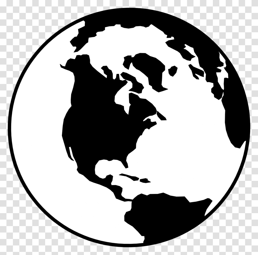 Download Free Globe World Earth Black And White World Logo, Astronomy, Outer Space, Universe, Planet Transparent Png