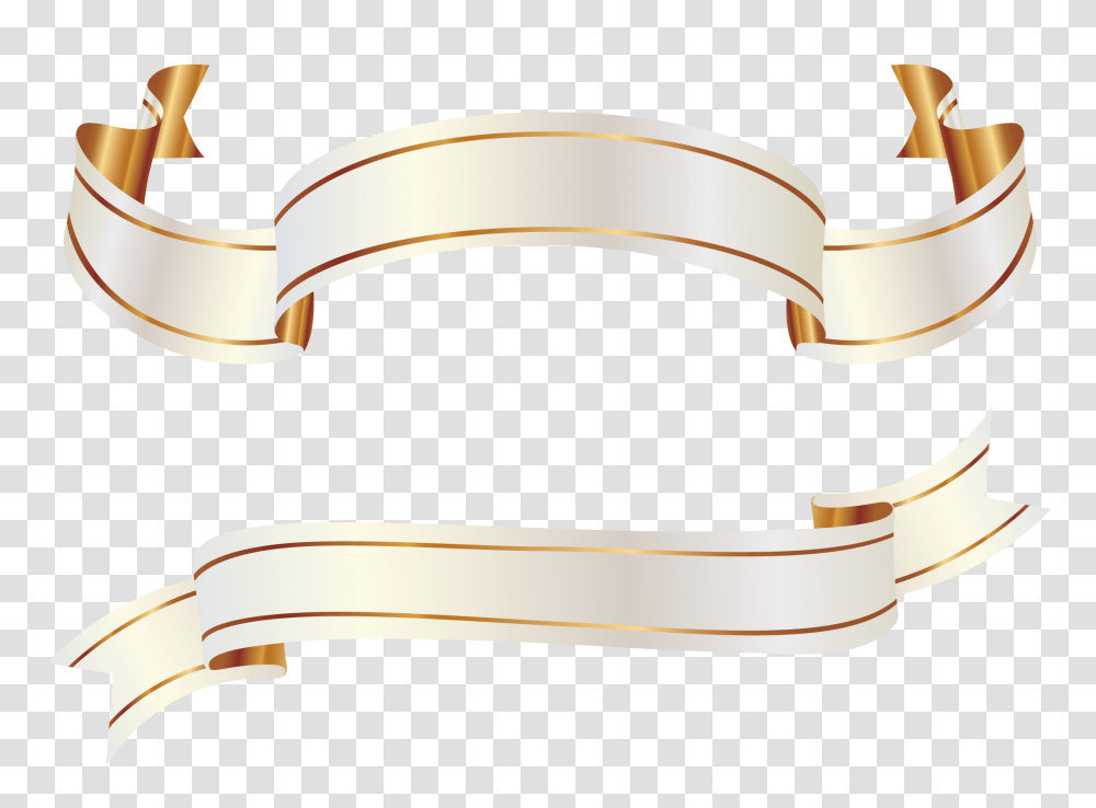 Download Free Gold Banner Ribbon White Gold Ribbon Vector, Cuff, Scroll Transparent Png
