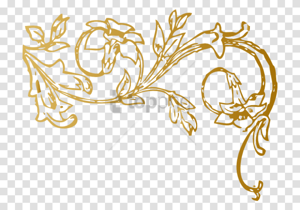 Download Free Gold Swirl Design Image With Pumpkin Vine Clipart Black And White, Floral Design, Pattern, Graphics, Text Transparent Png