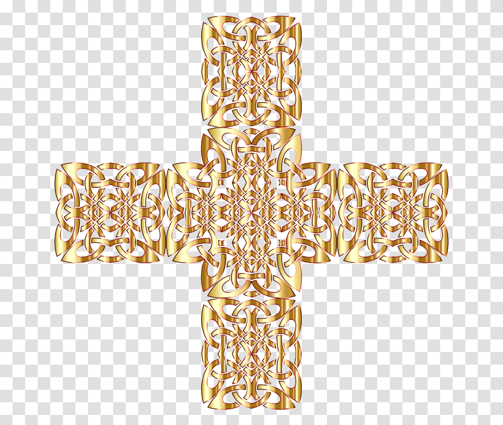 Download Free Golden Celtic Knot Cross 3 Without Gold Celtic Knot, Symbol, Crucifix Transparent Png
