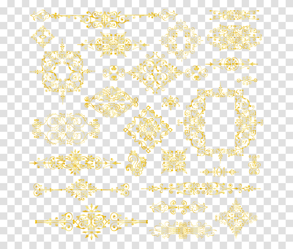 Download Free Golden Flower Pattern Frame Material Motif, Text, Rug, Number, Symbol Transparent Png