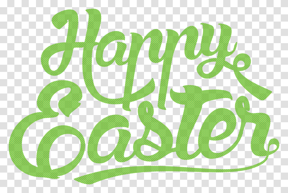 Download Free Happy Easter Green Text Clip Art Easter Day Text, Calligraphy, Handwriting, Alphabet, Rug Transparent Png