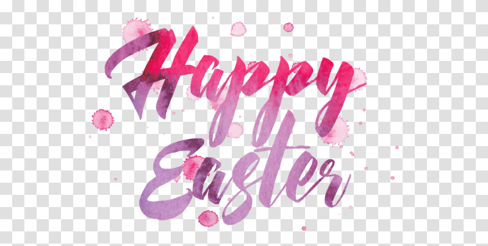 Download Free Happy Easter Pink Calligraphy, Text, Handwriting, Alphabet, Confetti Transparent Png