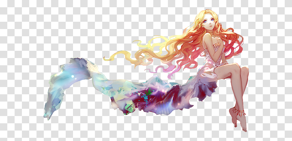 Download Free Image Blonde Anime Girl Goddess, Art, Graphics, Person, Animal Transparent Png