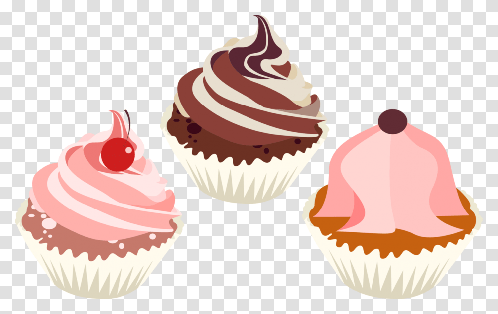 Download Free Kek Images Three Cupcakes Clipart, Cream, Dessert, Food, Creme Transparent Png