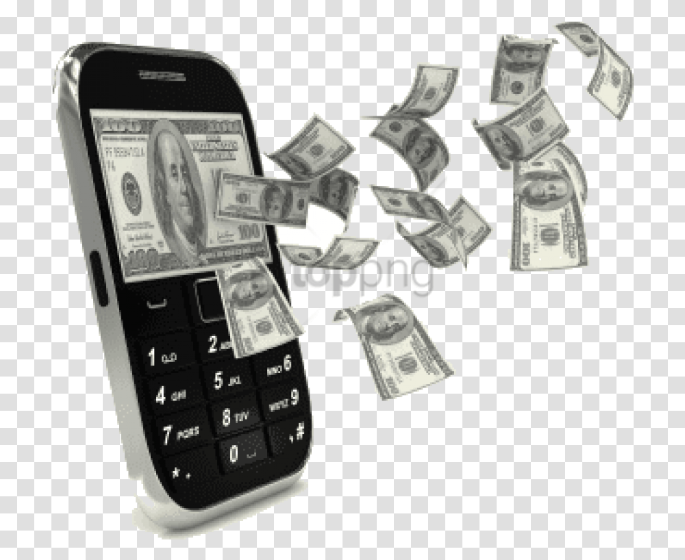 Download Free Money Coming Out Of Phone Image With Mobile Money Phone, Mobile Phone, Electronics, Cell Phone, Dollar Transparent Png
