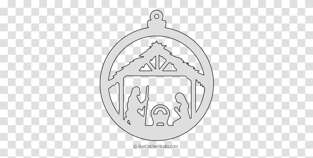 Download Free Nativity Scene Christmas Tree Ornament Nativity Ornament Scroll Saw Pattern, Stencil, Symbol, Logo, Trademark Transparent Png