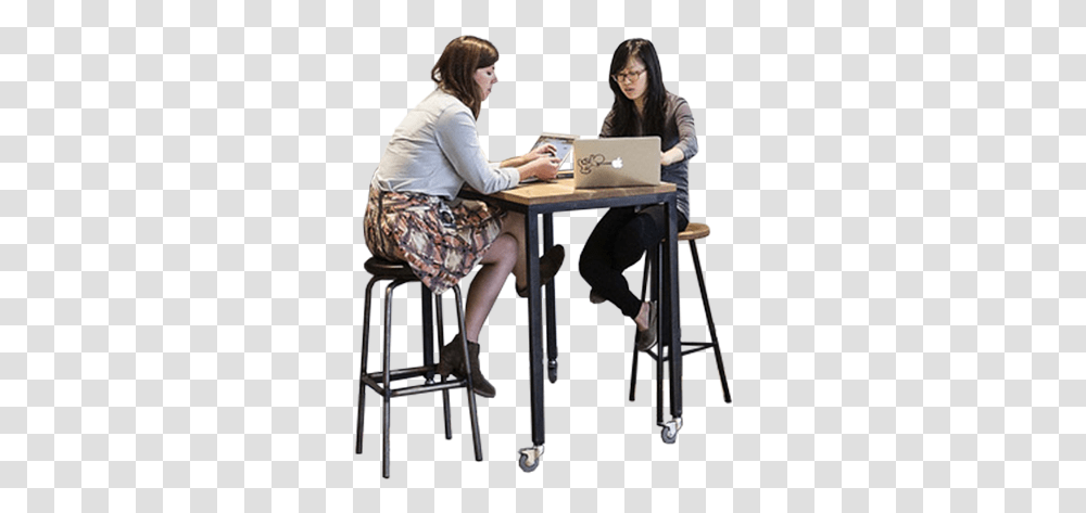 Download Free People Sitting People Sitting At Tables, Furniture, Person, Bar Stool, Desk Transparent Png