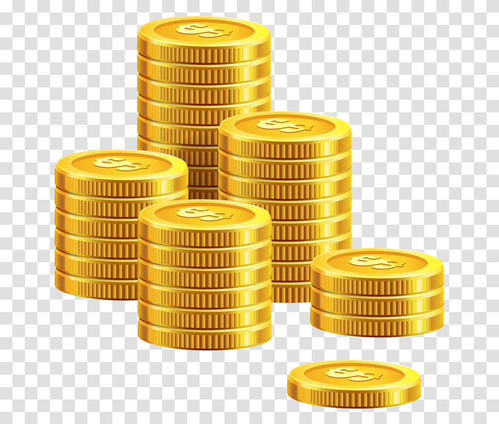 Download Free Pile Ofcoins Dlpngcom Gold Coin Vector, Number, Symbol, Text, Money Transparent Png